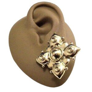 1 1/8 Inch 30mm Four Points Nail Heads Clip On Earrings Gold Tone